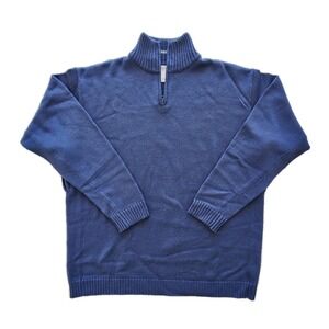 Vintage REI Quarter 1/4 Zip Sweater Wool Blend Men's L Blue Pit Zips 90s Outdoor